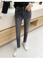 Zima gruba z aksamitu kobiet wysokiej talii obcisłe dżinsy rurki prosta polarowa ciepła, Slim fit Stretch Ladies Casual spodnie jeansowe ołówkowe 6